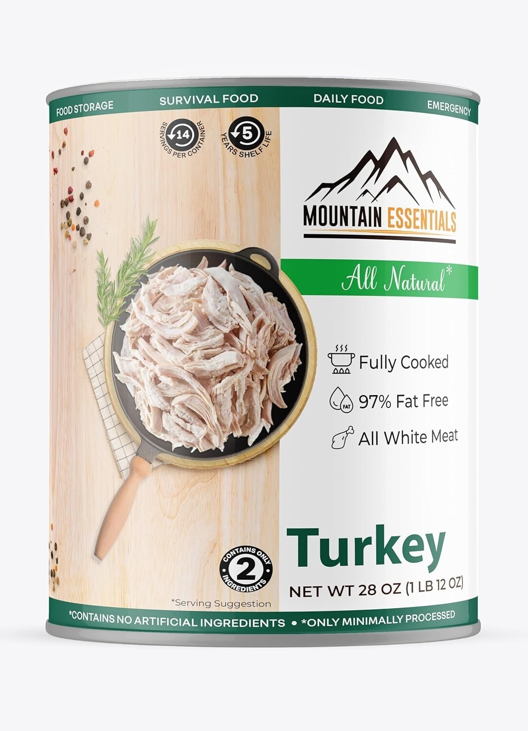 MOUNTAIN ESSENTIALS Fully Cooked Ready to Eat Canned Turkey 28 Oz | Pack of 1
