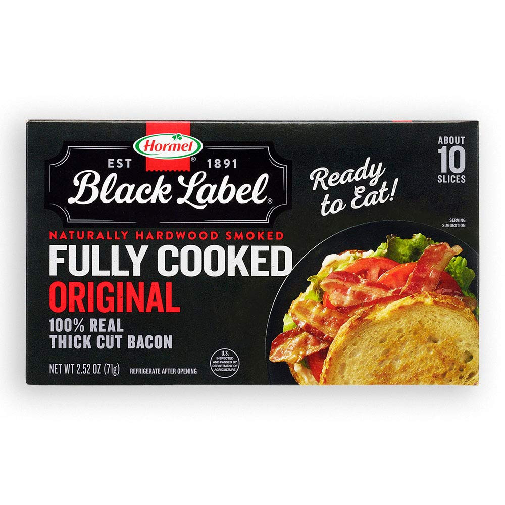 HORMEL BLACK LABEL Thick Cut, Fully Cooked Bacon for Ready to Eat Meals, No Refr