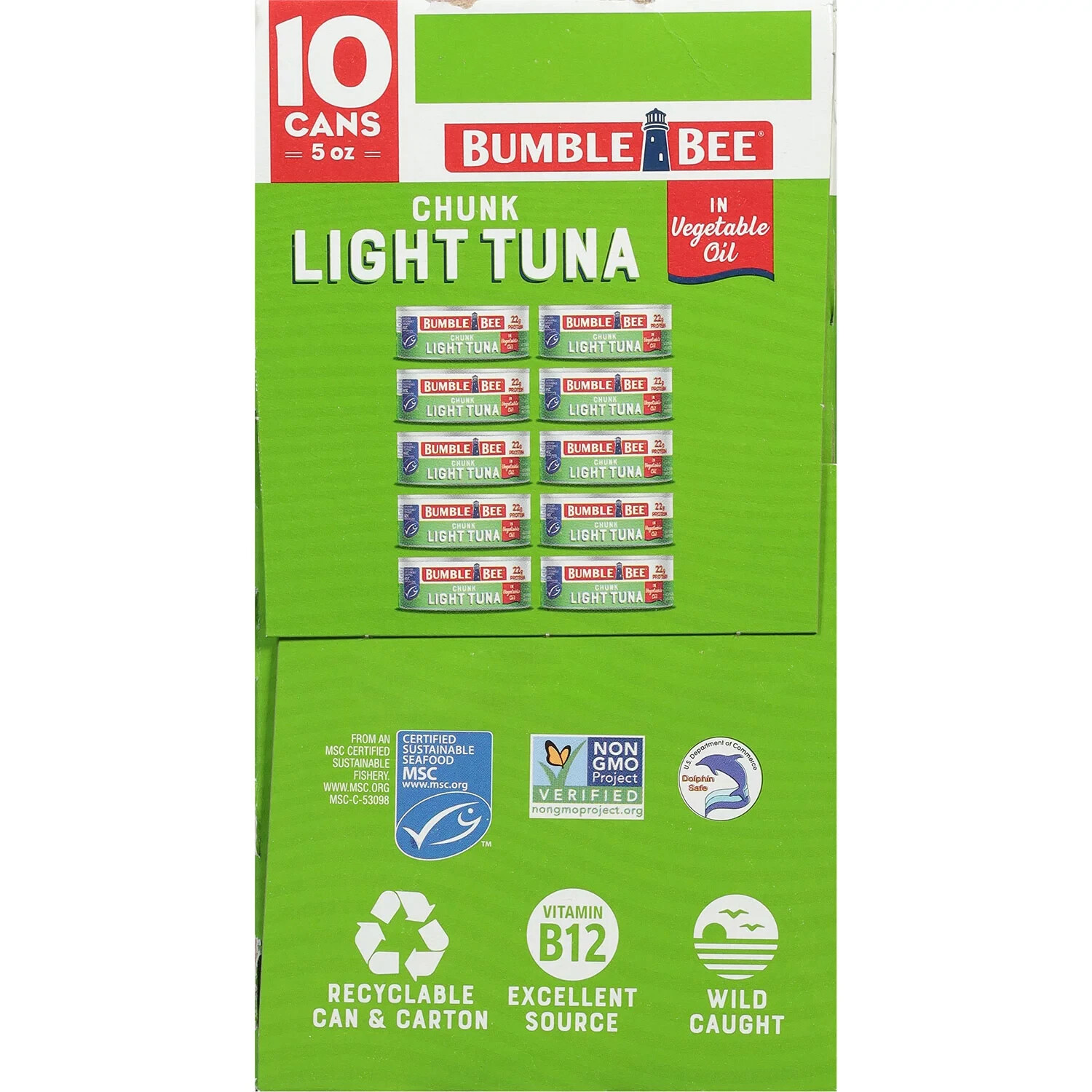 Bumble Bee Chunk Light Tuna in Oil, 5 oz Cans – 10 Count