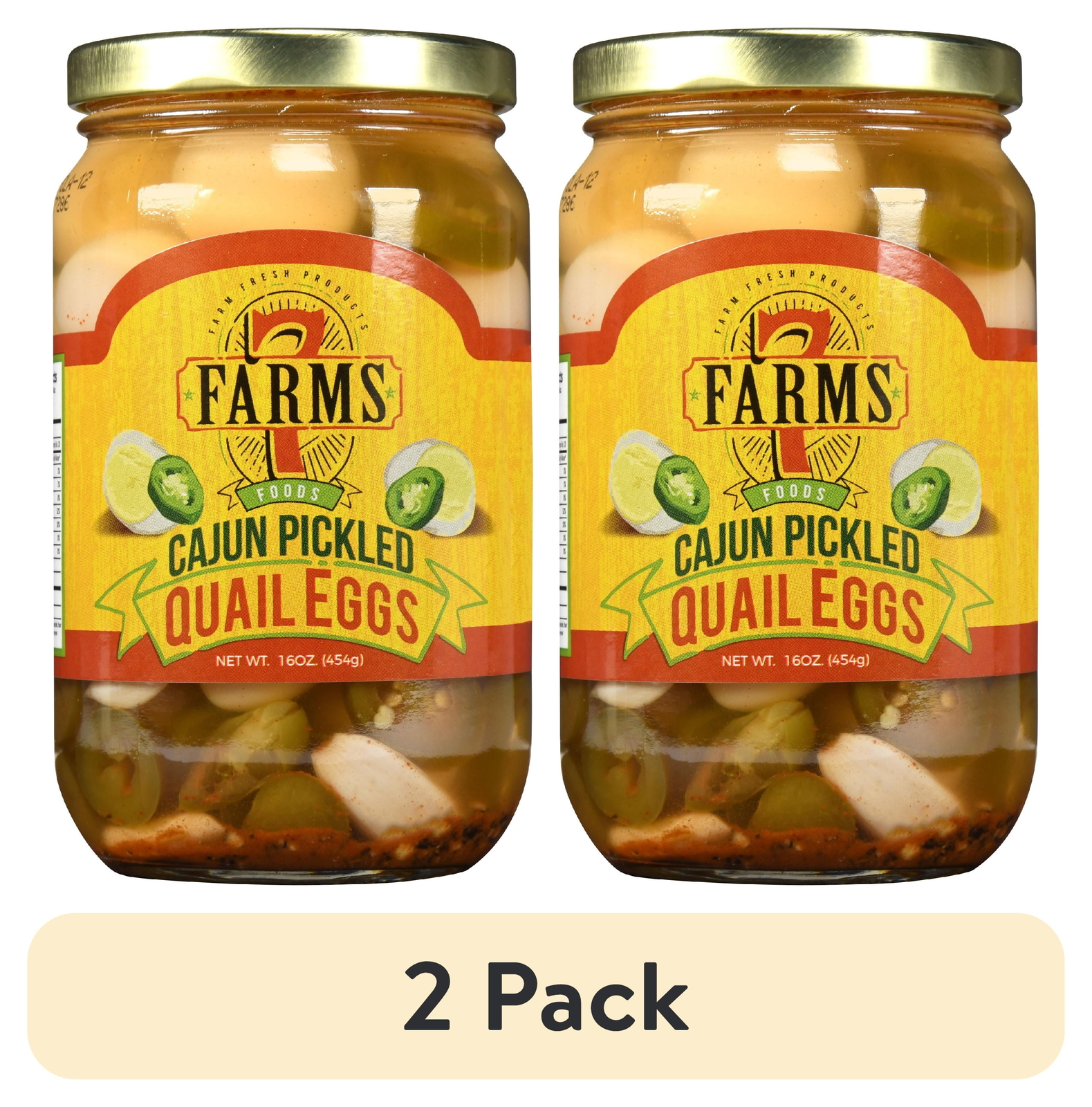 2-pack 7 Farms Cajun Pickled Quail Eggs, High in protein, Add to any salad