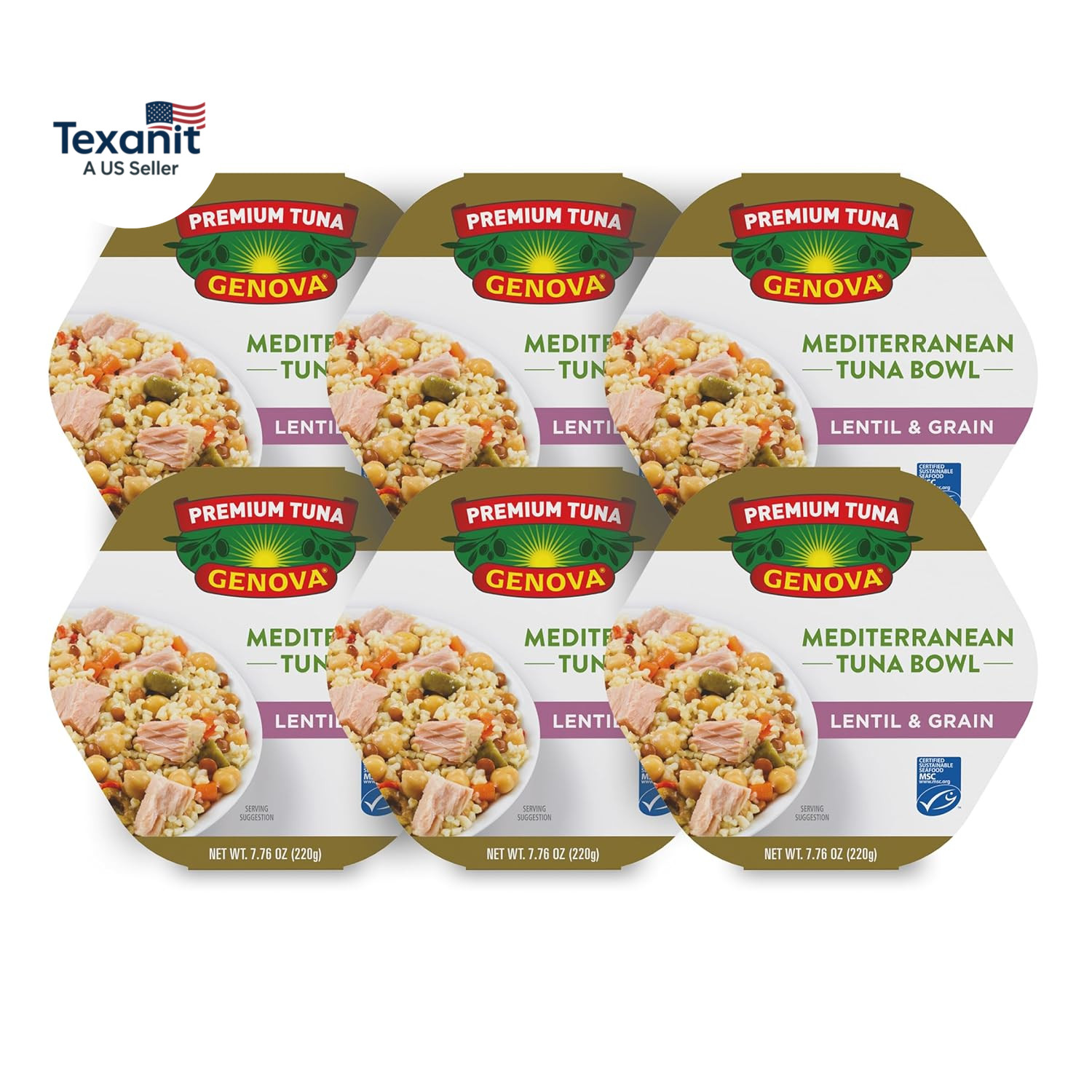 Premium Tuna Mediterreanean Lentil & Grain Salad, 7.76 Ounce Bowls (Pack of 6),