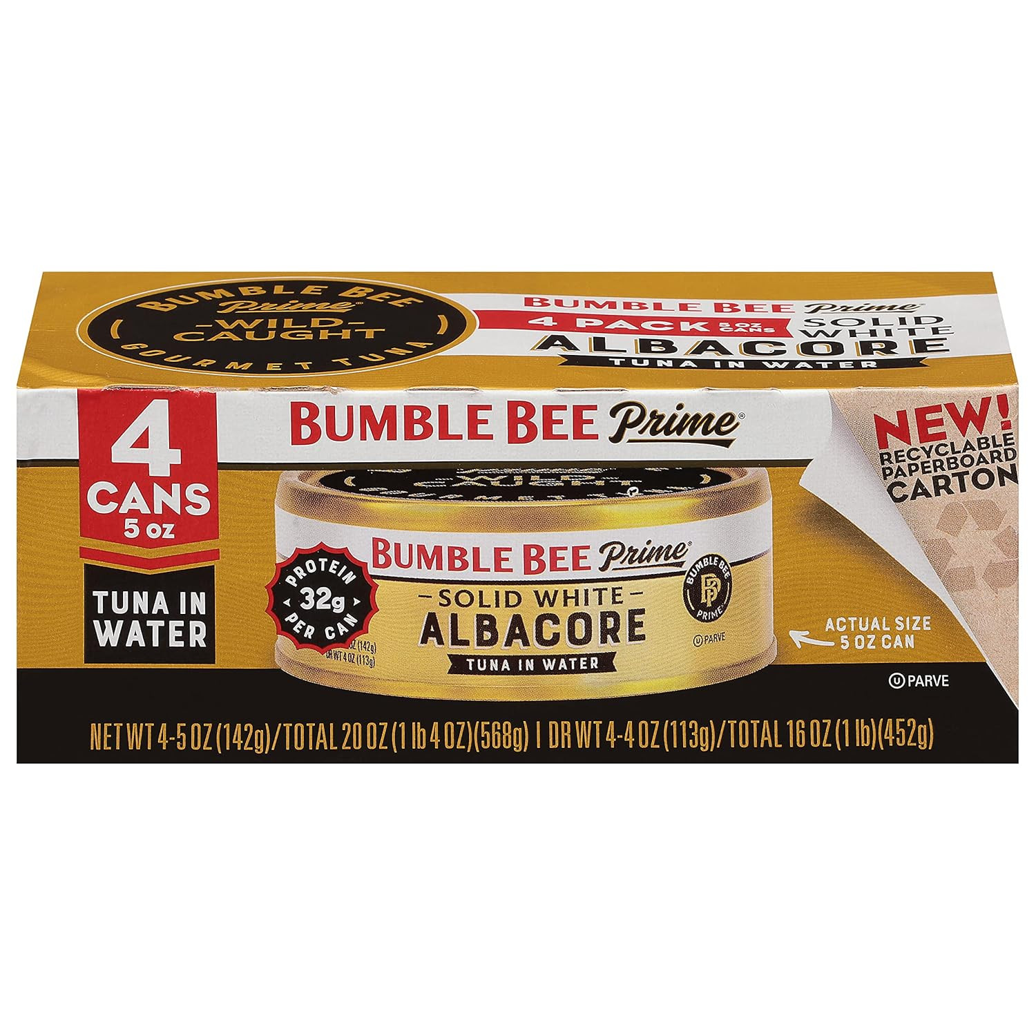 Bumble Bee Prime Solid White Albacore Tuna in Water, 5 Oz Easy Open Cans (Pack o