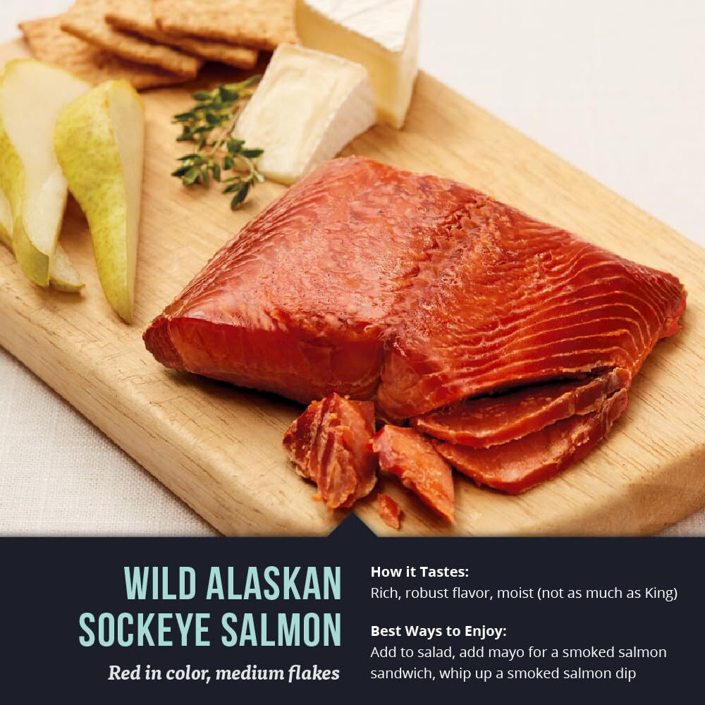 SeaBear – Premium Wild Alaskan Smoked Sockeye Coho and Pink Salmon Trio – 18o…
