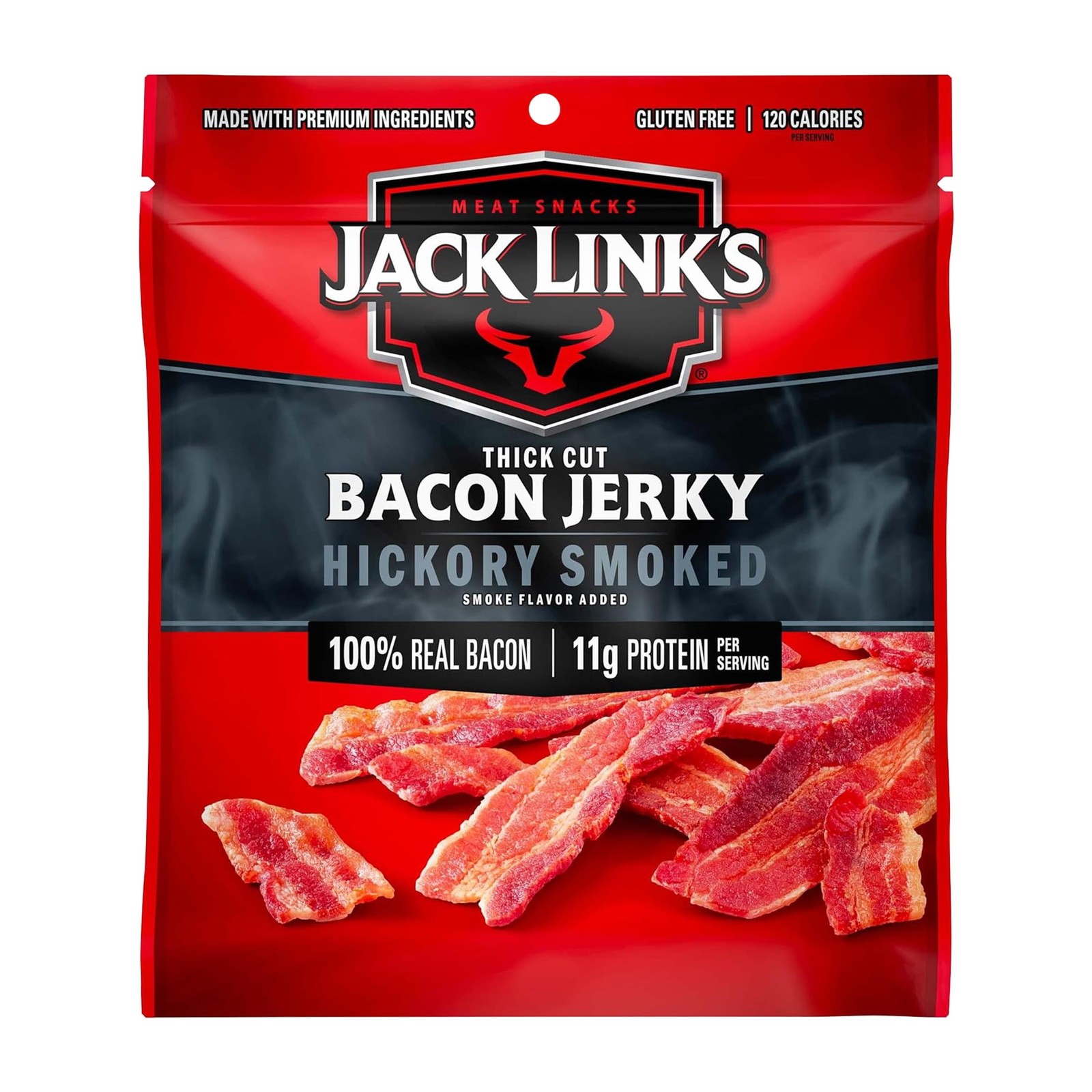 Bacon Jerky, Hickory Smoked Flavorful Ready to Eat Meat Snack with 11g of Pr…