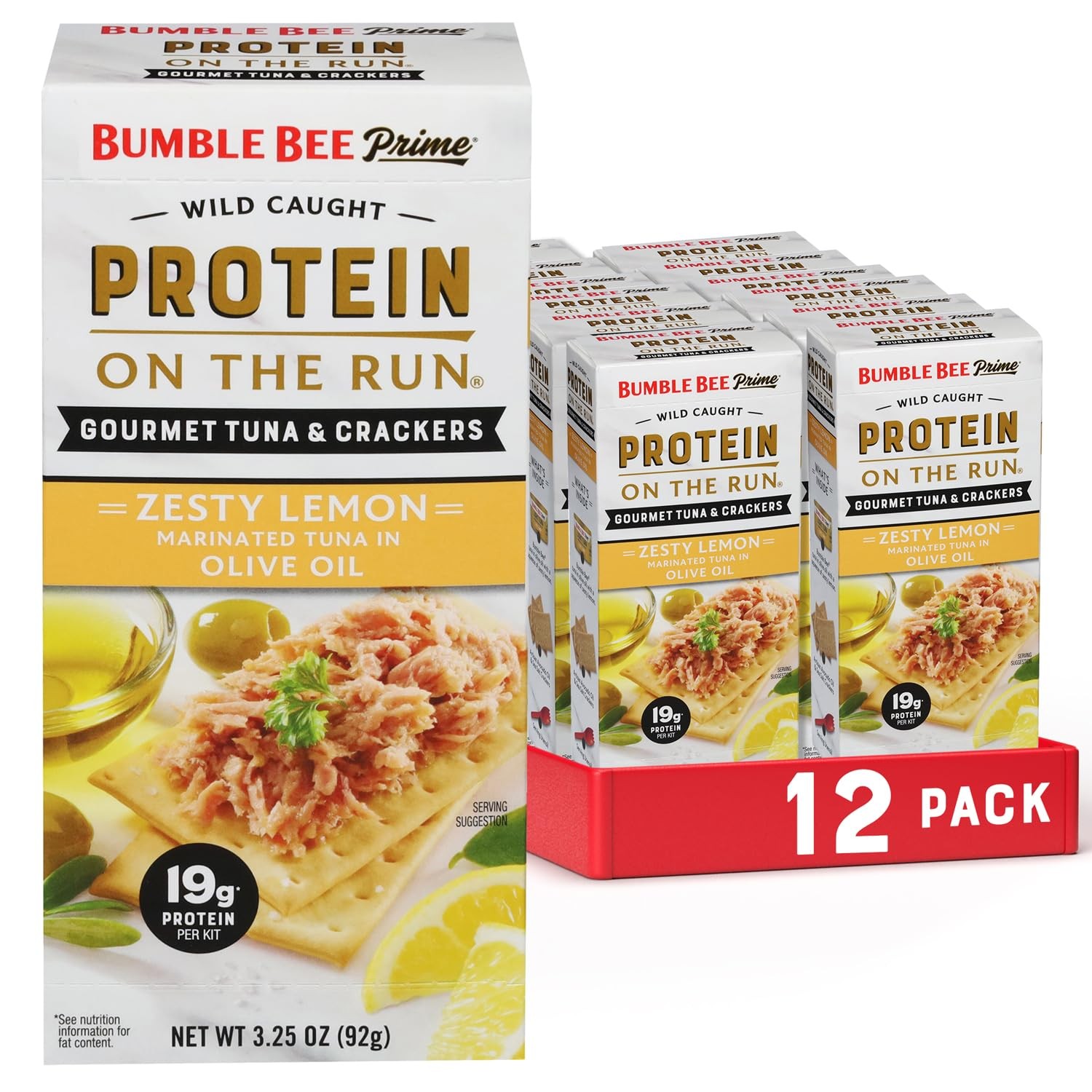 Snack Kit Prime Protein Gourmet Tuna Olive Oil Zesty Lemon Easy Open Can 12 Pack