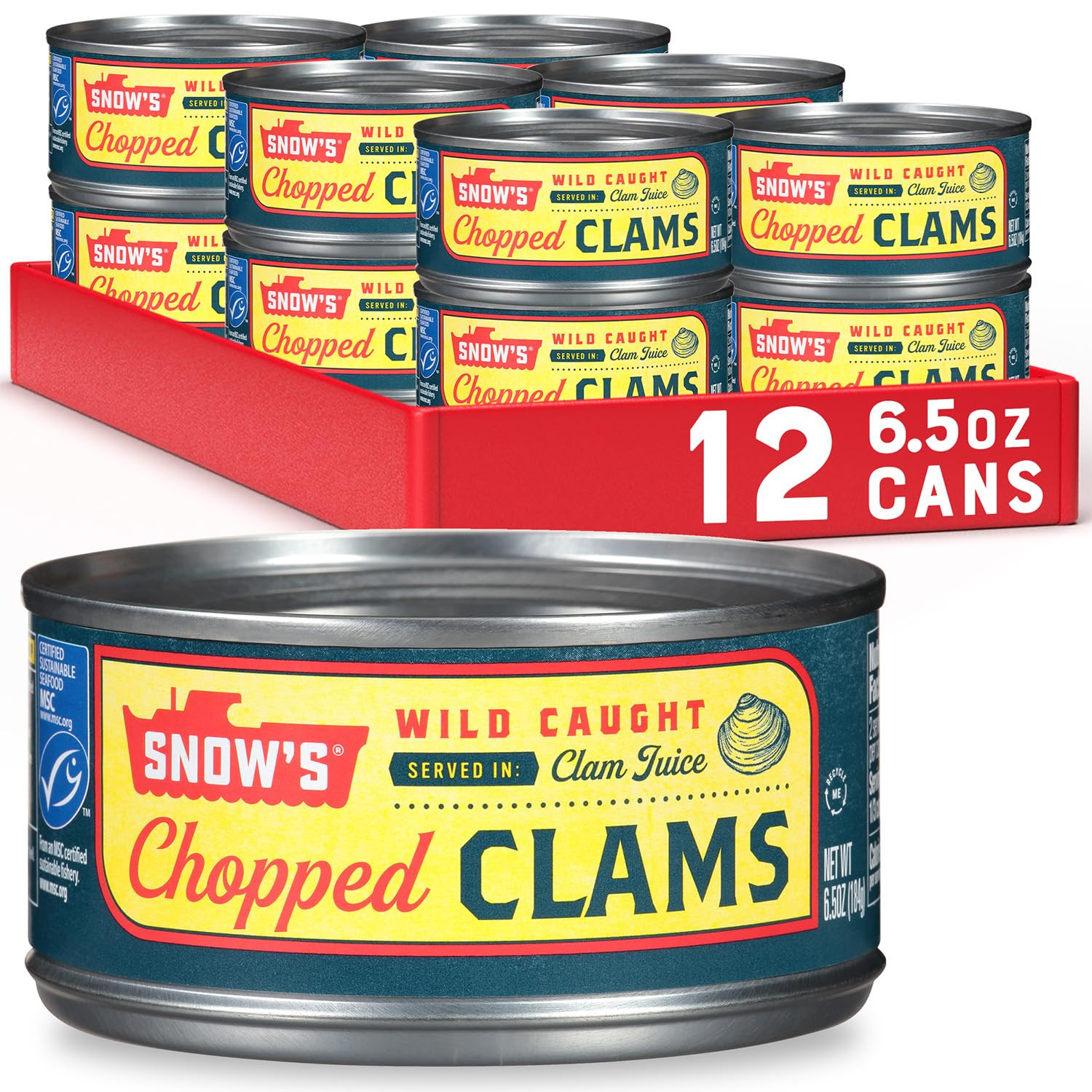 Canned Chopped Clams Wild Caught 6.5oz 12 Pack Keto Friendly Seafood