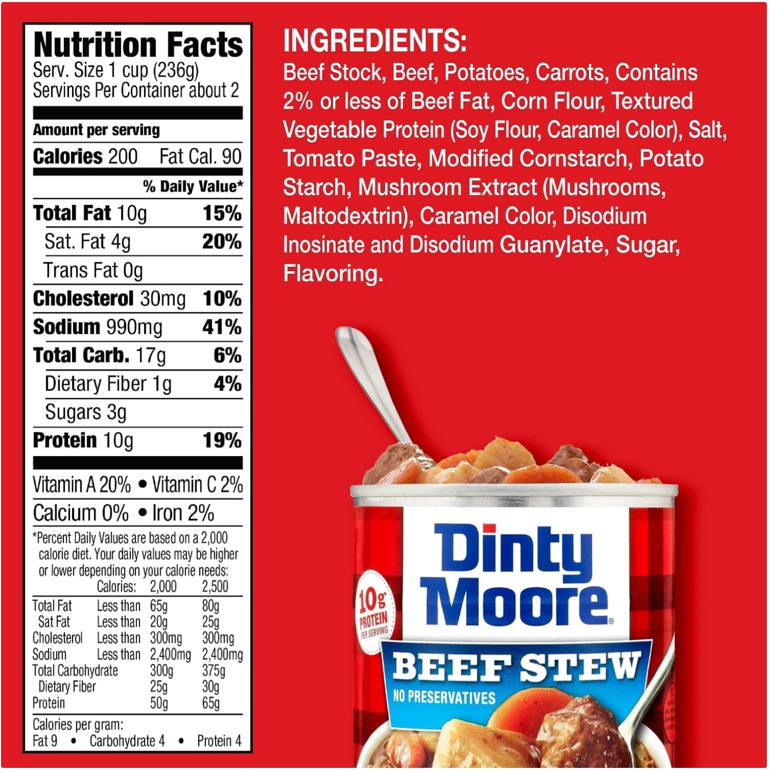 Beef Stew Cans: Tasty Meat & Vegetable Mix (20 oz, 12 pack)