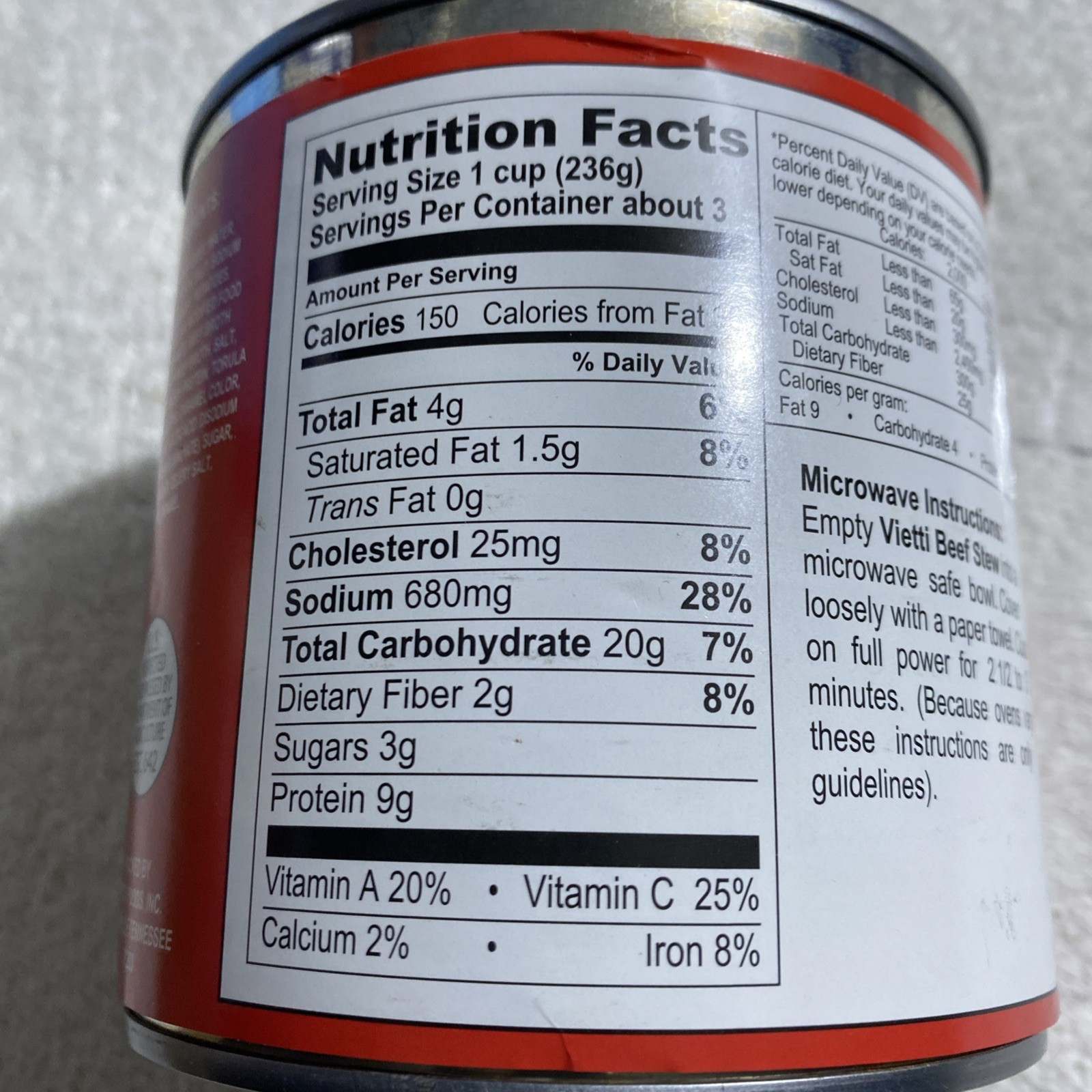 Lot 5 Cans Vietti Beef Stew, 24oz each. Ready To Eat, (T 720) New, Free Shipping
