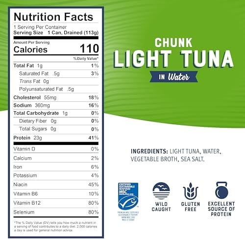 Bumble Bee Chunk Light Tuna In Water, 5 oz Cans (Pack of 24) – Wild Caught Sk…