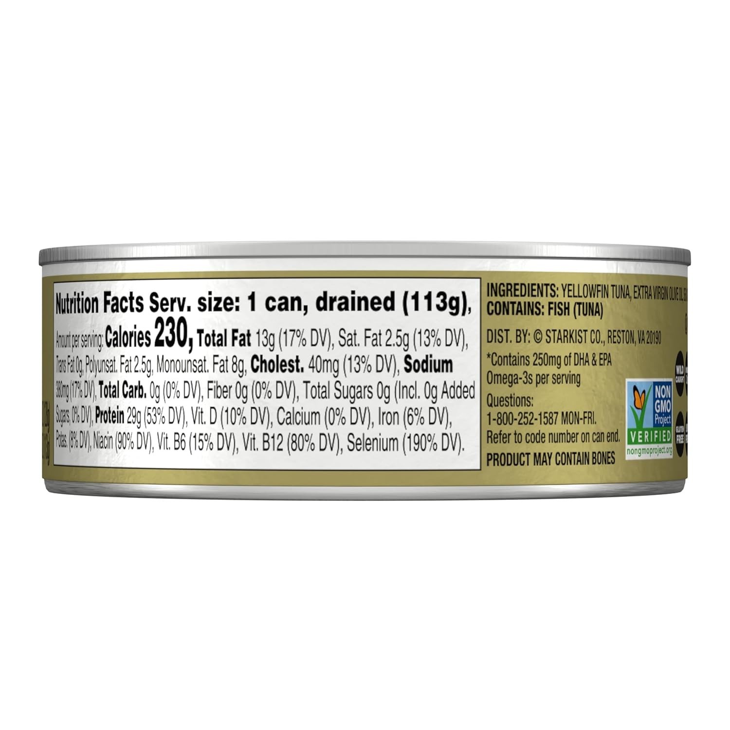 E.V.O.O. Solid Yellowfin/light Tuna in Extra Virgin Olive Oil – 4.5 oz Can Pa…