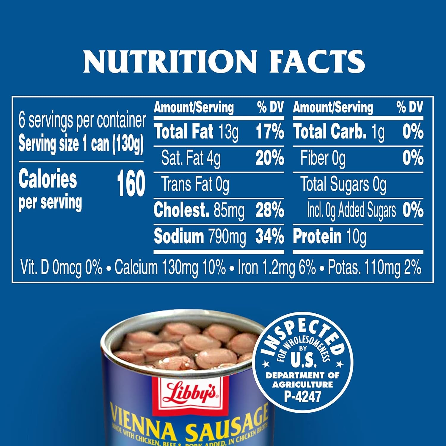 Libbys Vienna Sausages 4.6 oz Can Meat Snack