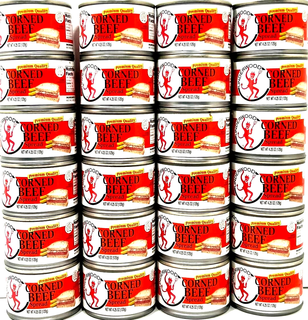 Underwood Premium Quality Corned Beef Spread 4.25 oz (Pack of 24)~Exp 3/24/2027
