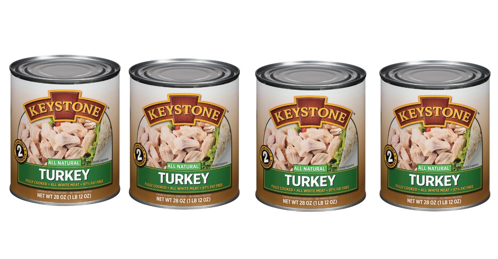 Keystone All Natural Canned Turkey, 4-pack -(28 oz) – Fully Cooked, No Preserves