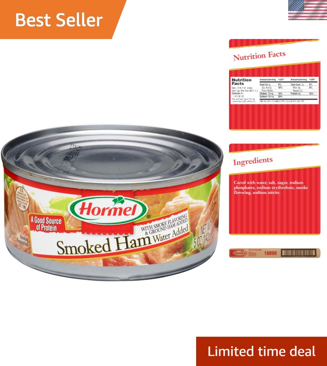 Nutritious Gluten-Free Smoked Ham – 9g Protein, 90 Calories per Serving