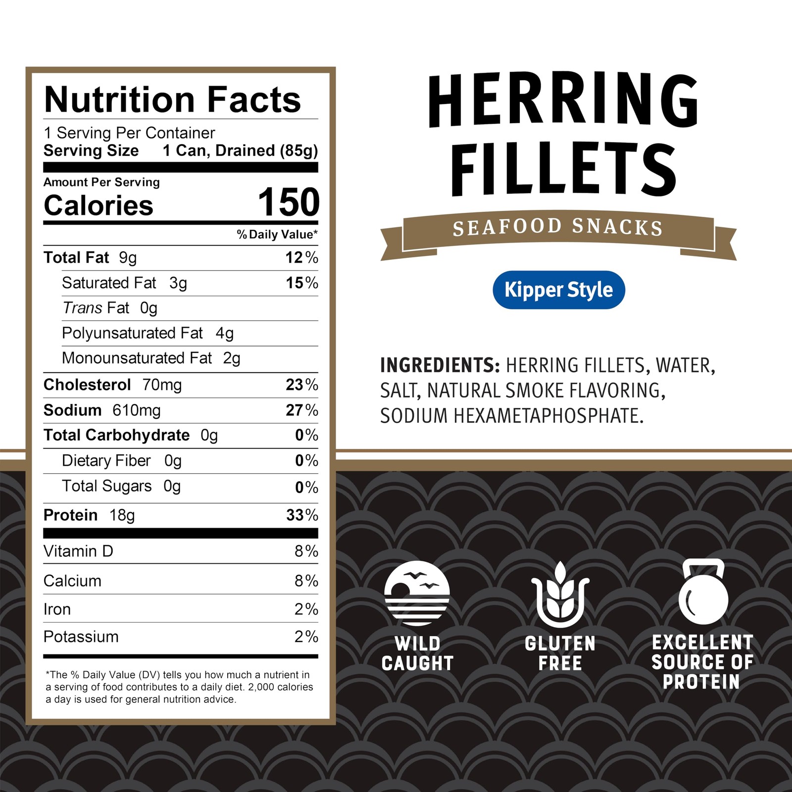 Brunswick Boneless Kipper Style Herring Fillets, 3.53 Ounce (Pack of 12)