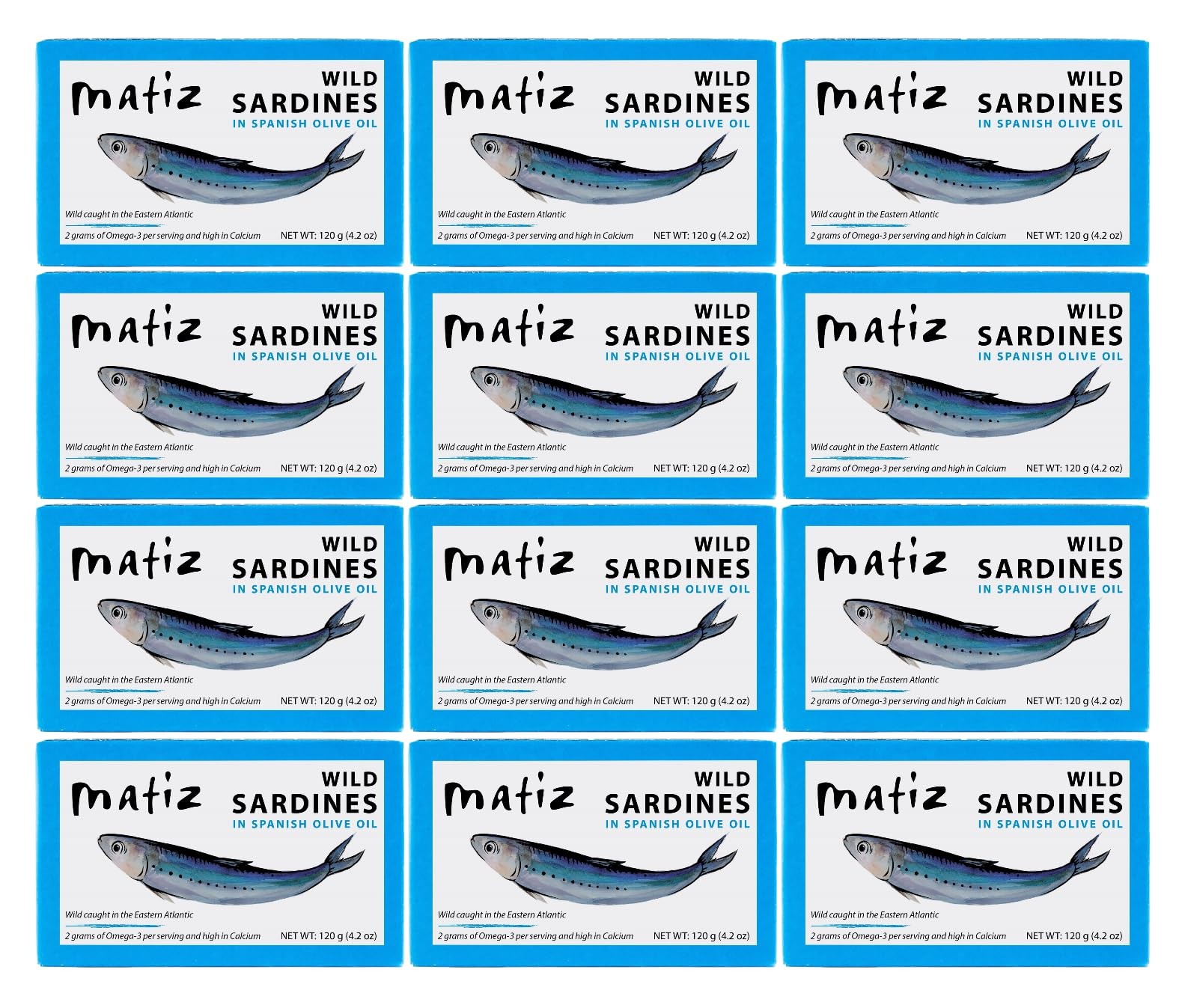 Matiz Sardines in Olive Oil, 4.2 Ounce Can Pack of 12 Spanish Gourmet Wild Ca…