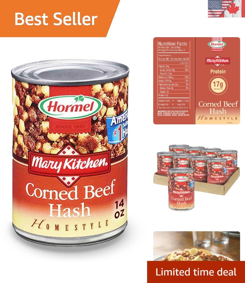 8 Can Pack of HORMEL Corned Beef Hash – Rich Flavor & 7g Protein per Serving