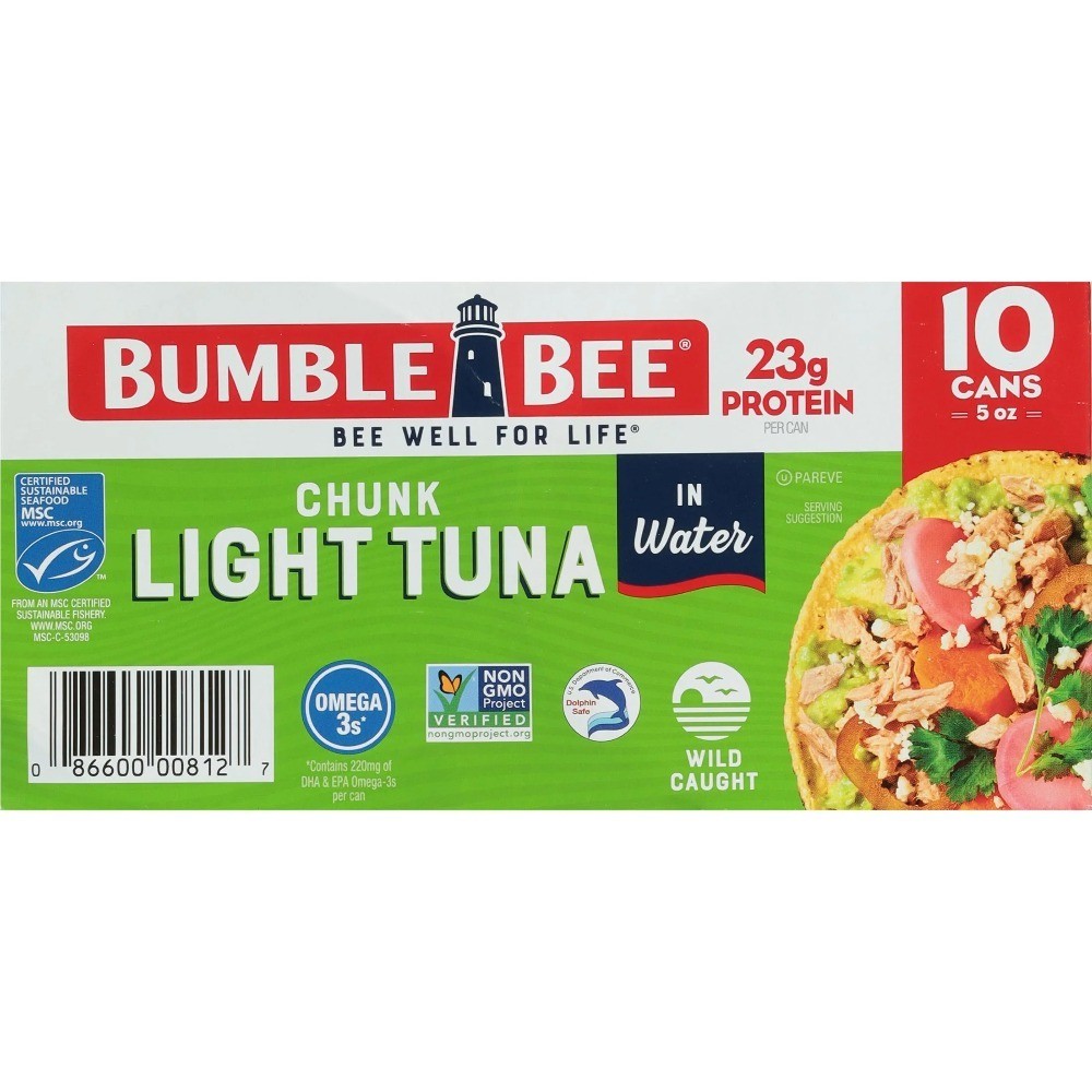 Canned Chunk Light Tuna in Water 5 oz Pack of 10 Cans