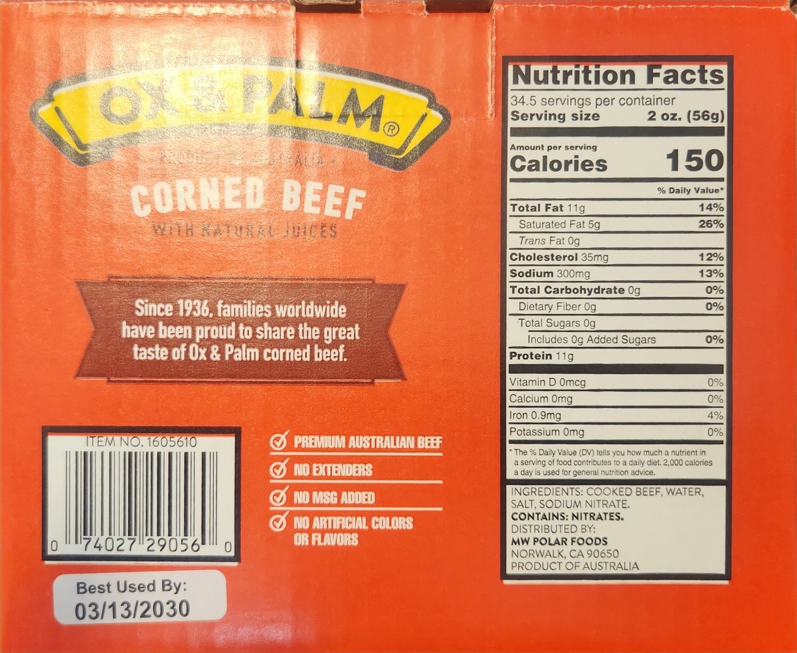 OX &Palm Corned Beef with Juices Original Chunky Style 11.5 oz ( Pack of 6)