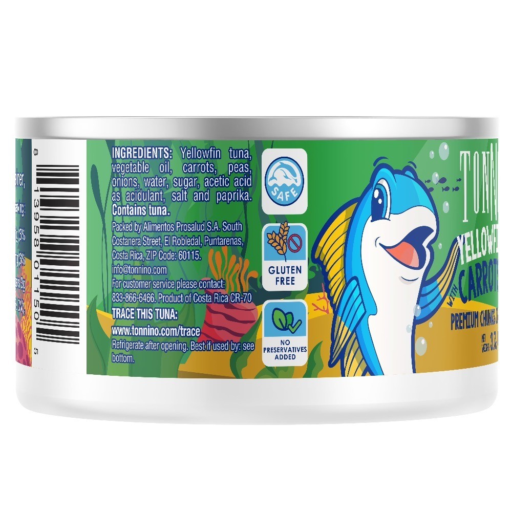 Premium Yellowfin Tuna Chunks with Carrots and Peas in Vegetable Oil 3.7 oz Can