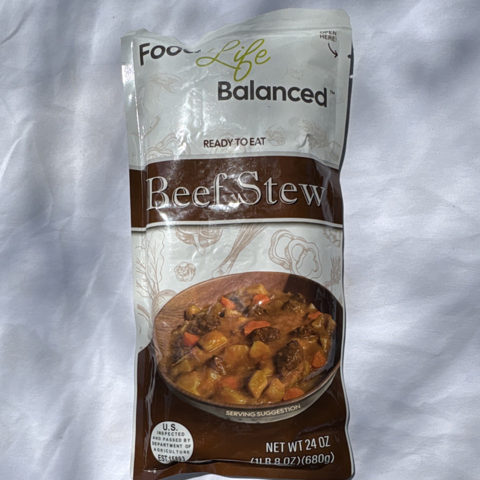 Food Life Balanced Beef Stew Ready to Eat 24 oz (680g), 3 Servings, Contains Soy