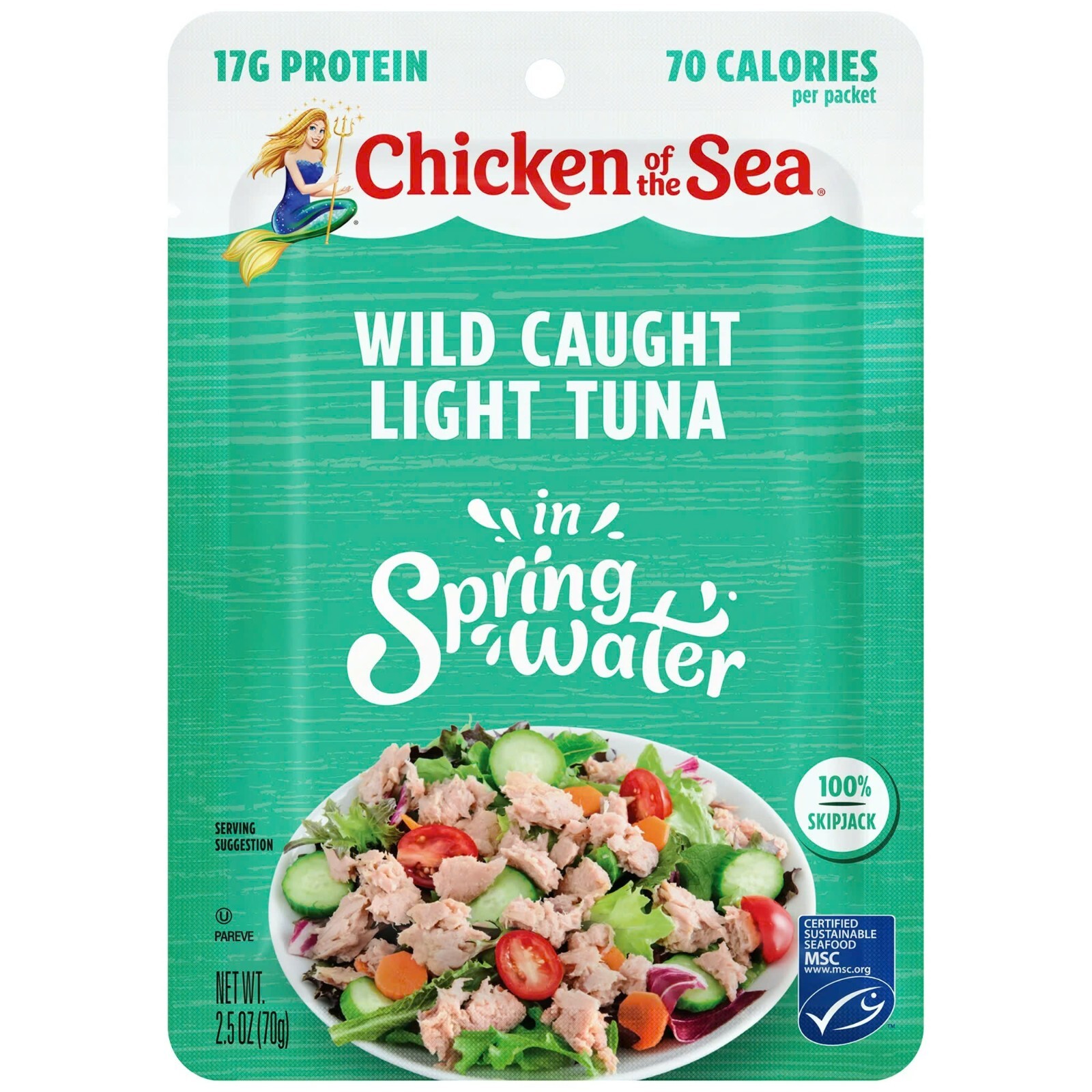 Chicken of the Sea Wild Caught Light Tuna in Spring Water 2.5 oz x 6 Packets