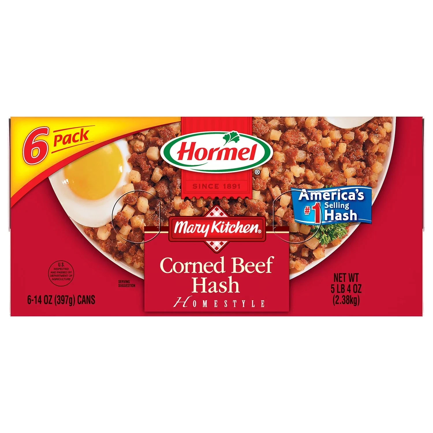Hormel Mary Kitchen Corned Beef Hash, 14 oz Cans (6 Pack) – Ready to Eat