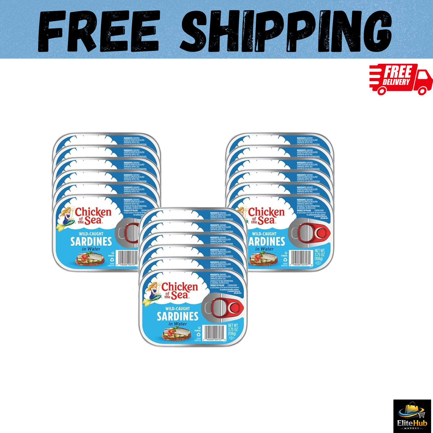 Sardines in Olive Oil, 3.75 Oz. Cans (Pack of 18), Wild Caught Canned Sardines,