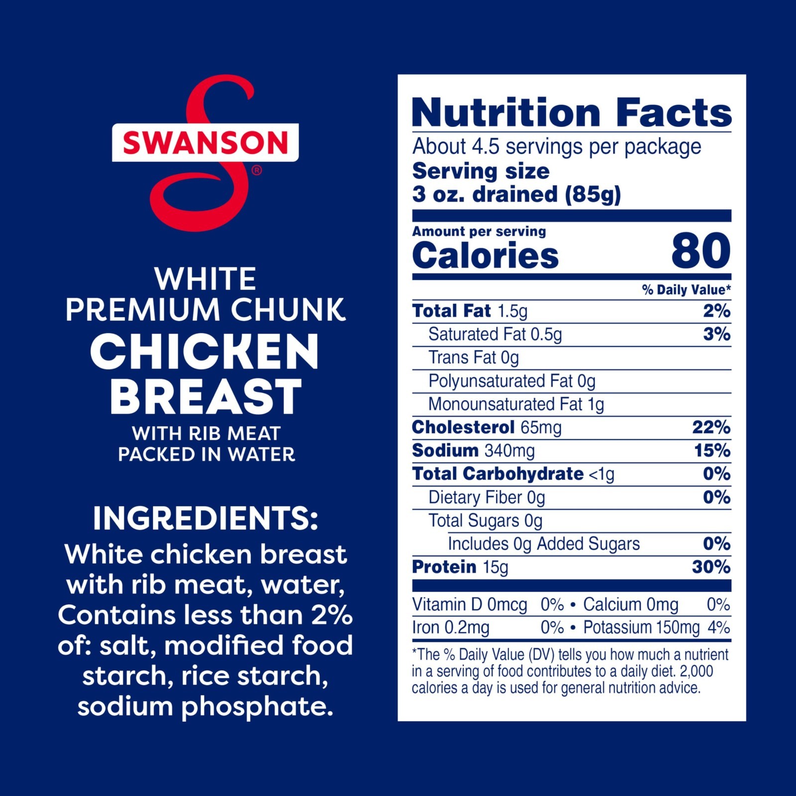 Premium Chunk Chicken Breast in Water, 12.5 oz – Pack of 12, Rib Meat, Canned Pr