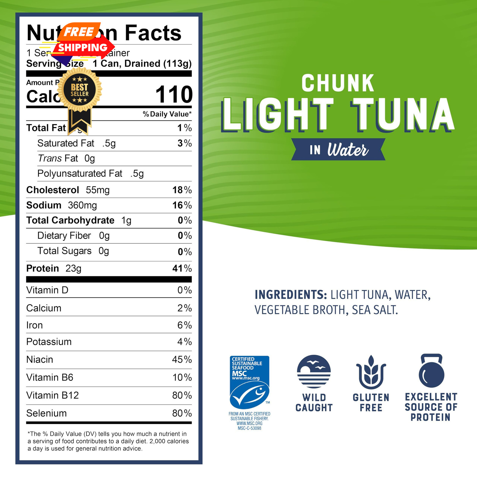 Bumble Bee Chunk Light Tuna In Water, 5 oz Cans (Pack of 5 Ounce 10)
