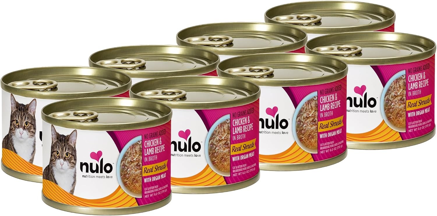 Nulo Real Shreds with Organ Meat Wet Canned Cat Food, Chicken & Lamb, 6.0 Ounce,