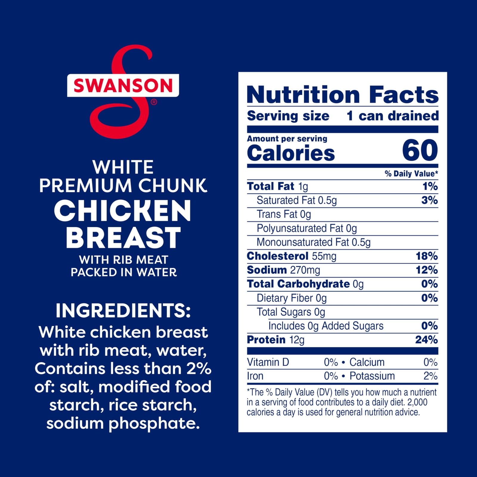 Swanson Canned Chicken Breast in Water, Fully Cooked, 4.5 oz Can, White Meat