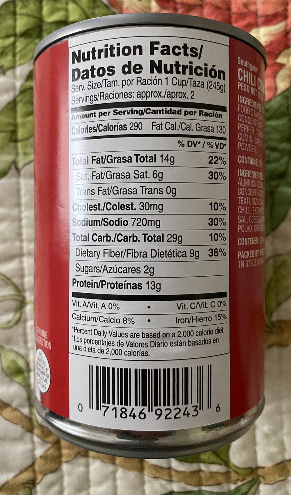4 Cans of SOUTHGATE CHILI With Beans 15oz Cans..New Labels Exp. Date 02/2029