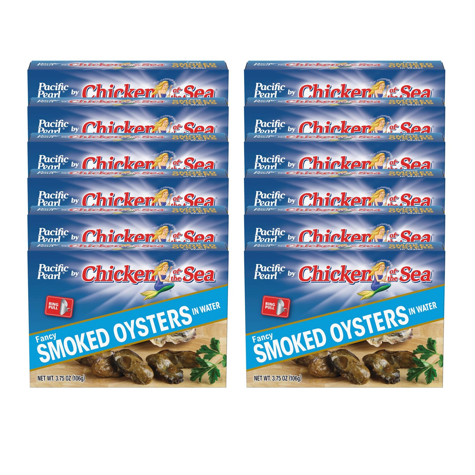 Fancy Smoked Oysters in Water 3.75 oz (Pack of 12)