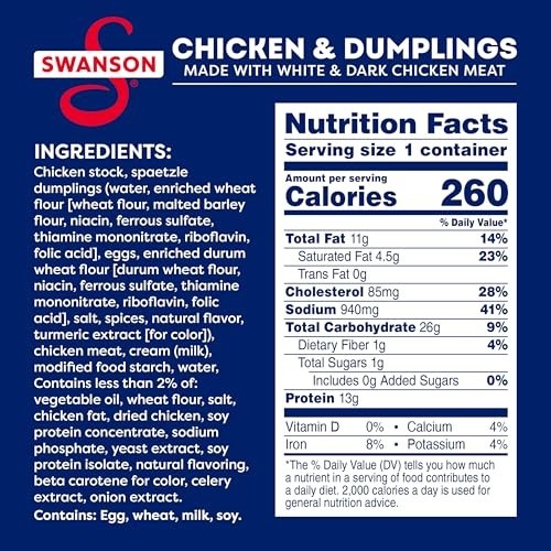 Canned Chicken and Dumplings 10.5 Oz White Dark Meat Creamy Sauce Ready to Eat