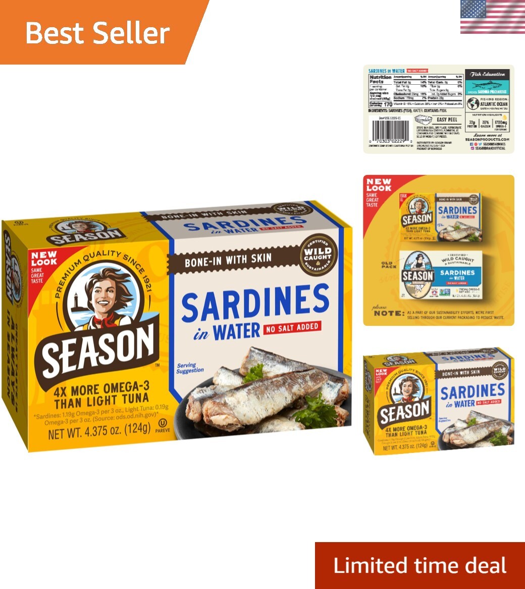 Healthy Sardines in Water – 22g of Protein, 12-Pack, Mediterranean Diet Staple