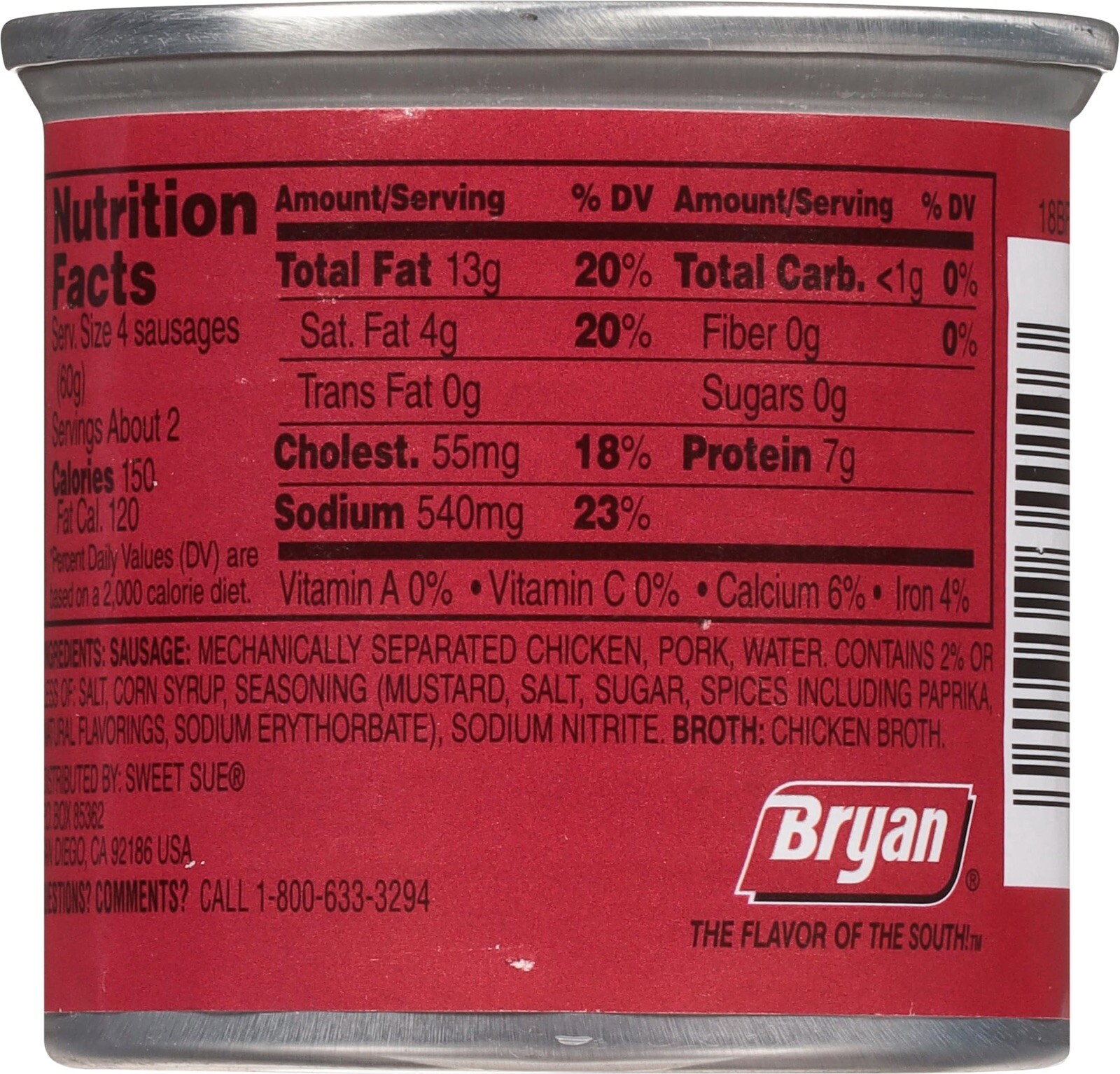 BRYAN Vienna Sausage 🌭4.6 Ounce Pull-Top Can (Pack of 8)
