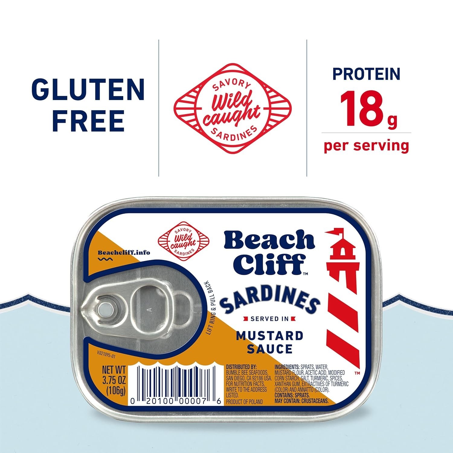 Wild Caught Sardines in Mustard Sauce, 3.75 Oz Can (Pack of 12) – 18G Protein pe