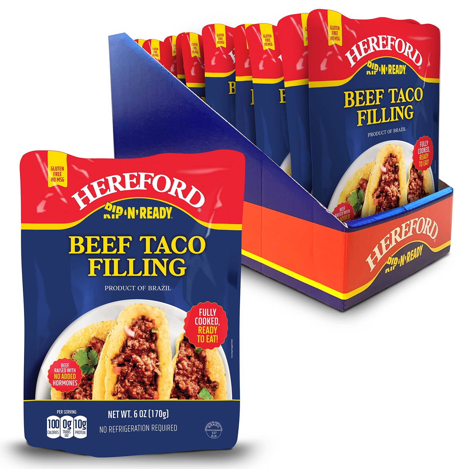 Hereford Beef Taco Filling 6 Ounce Pack of 12 Fully Cooked Gluten Free Meal