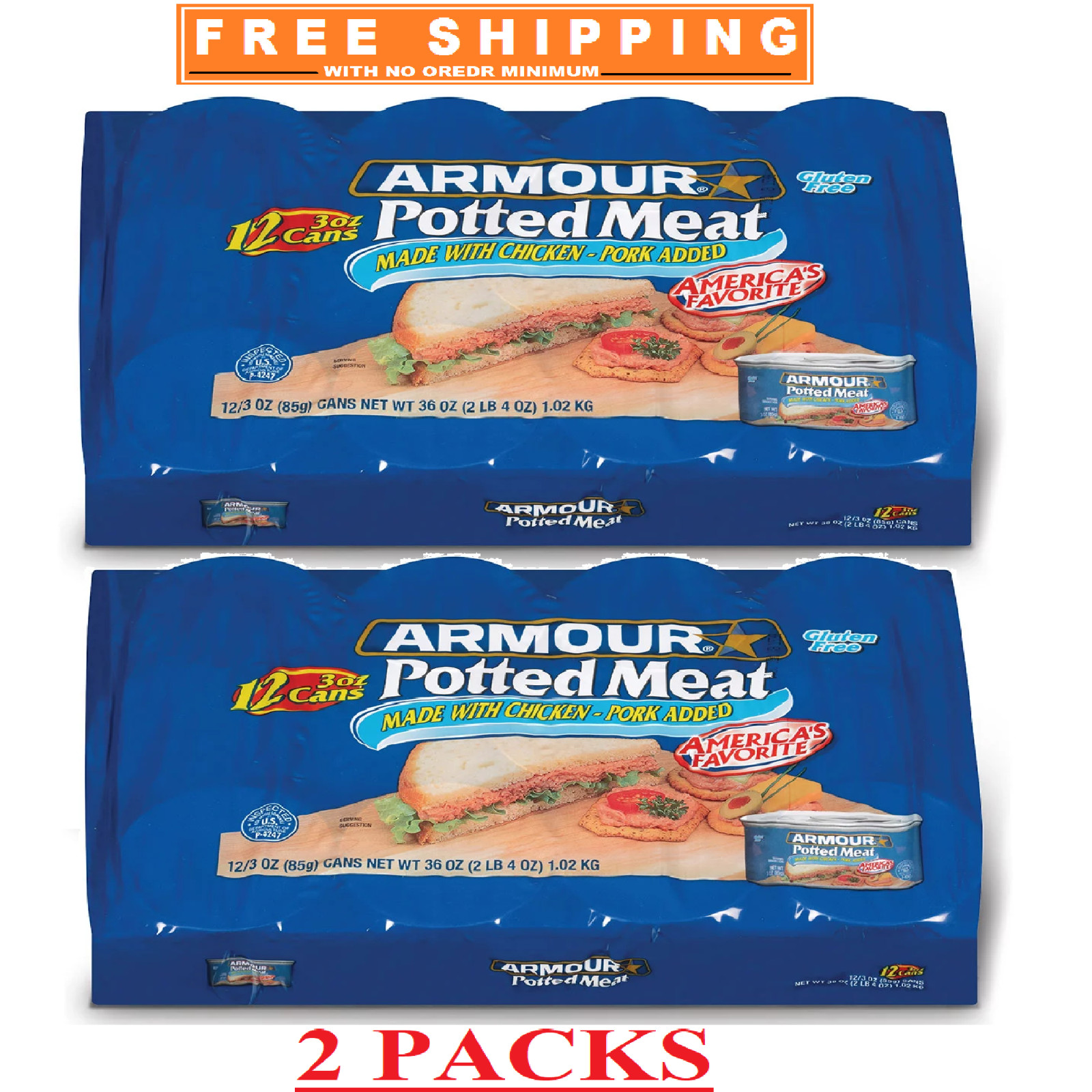 2 Pack – Armour Potted Meat Made With Chicken and Pork, 3 oz., 12 ct.