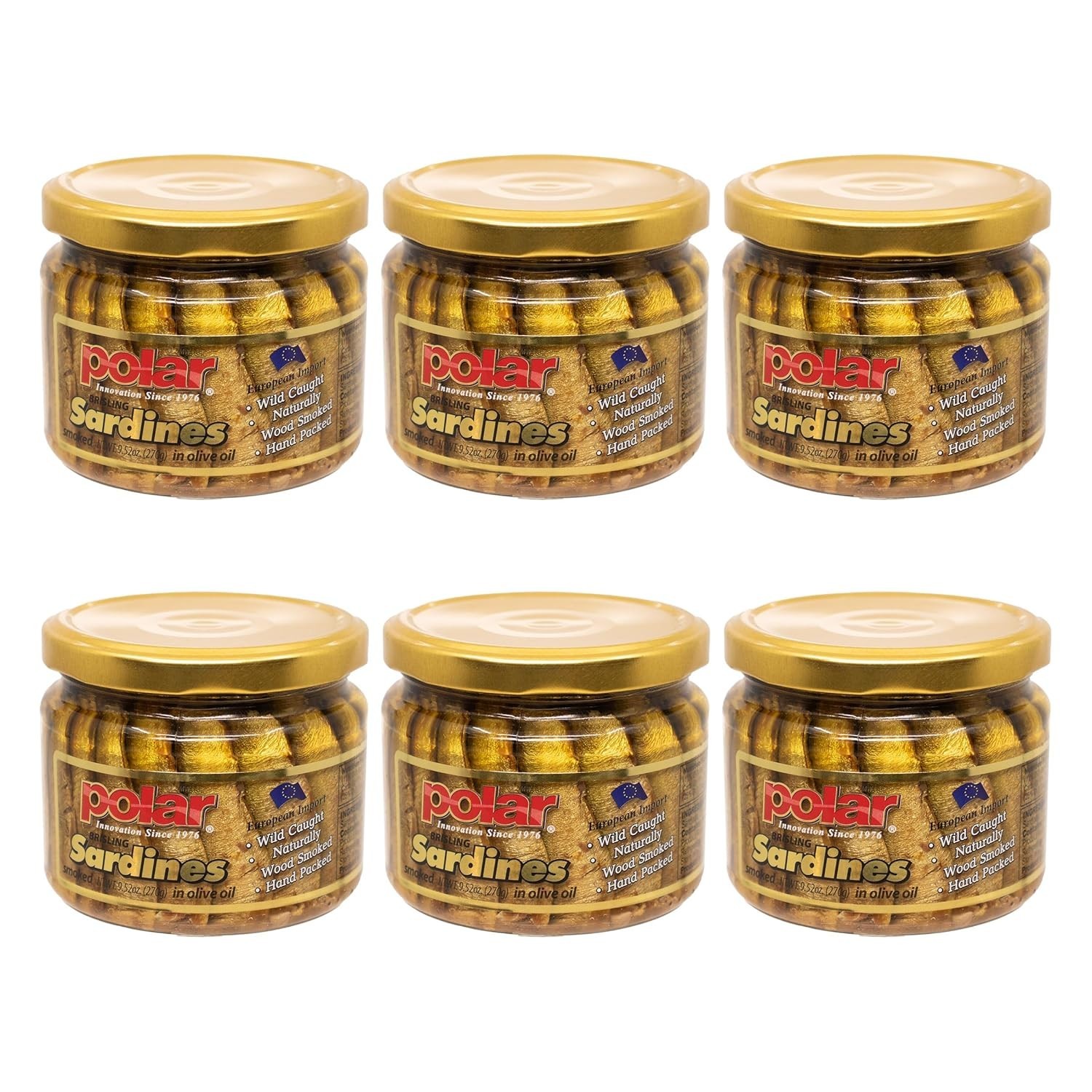 MW Polar Naturally Alder Wood Smoked Brisling Sardines in Olive Oil, 9.5oz Ja…