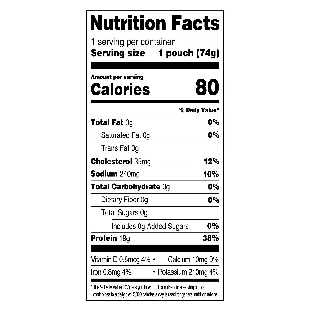 Chunk Light Tuna Pouch in Water 6 Pack 2.6 oz Canned Fish Seafood