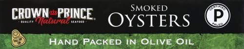 Crown Prince Natural Smoked Oysters in Olive Oil 3oz Non-GMO High Quality