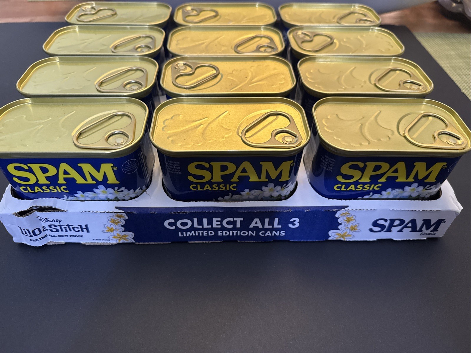 SPAM Limited Edition Lilo & Stitch SHAKA FULL CASE OF 12 With Cardboard Carrier