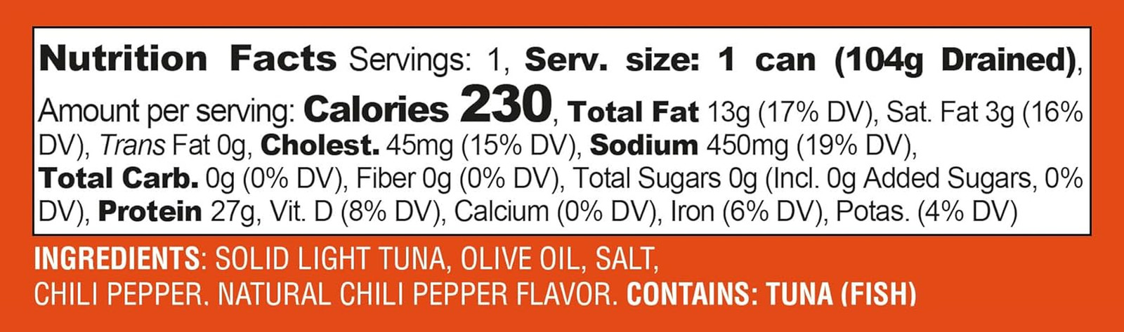 Italian Solid Light Yellowfin Tuna in Olive Oil with Calabrian Chili Peppers, 5.