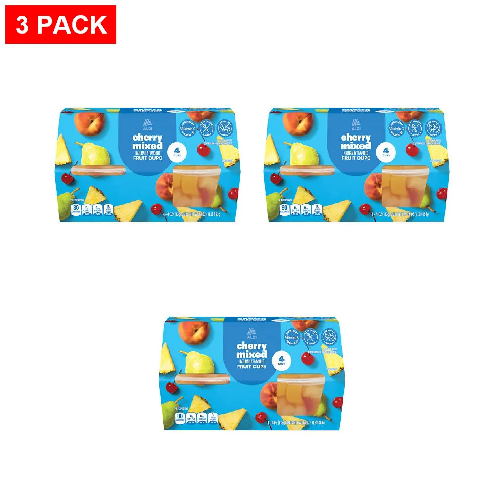 Lunch Buddies Cherry Mixed Fruit in 100% Juice – 4 count, 4 oz – Pack of 3