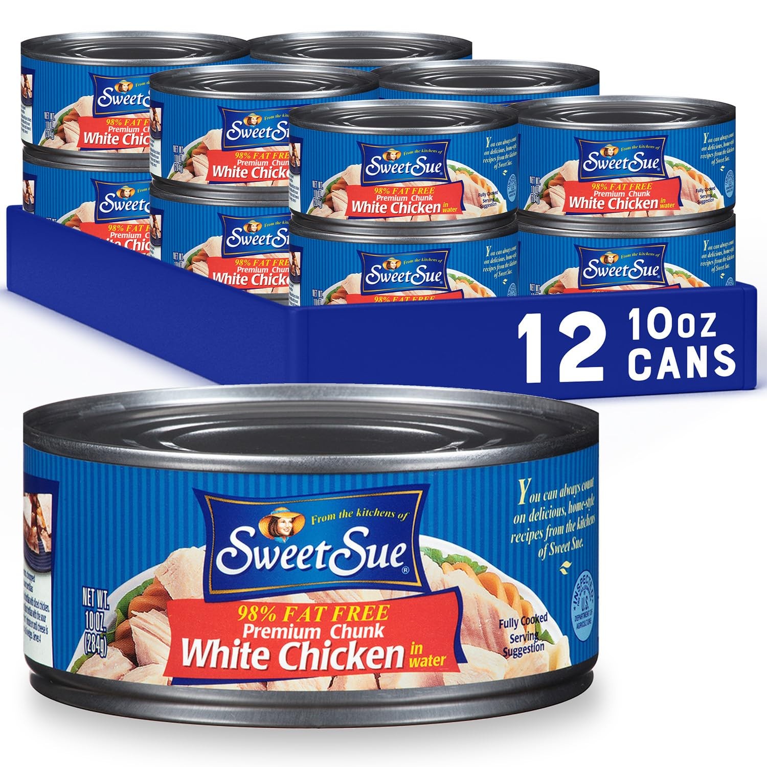 Sweet Sue Chunk White Chicken in Water, 10 oz Can Pack of 12 – 11g Protein pe…