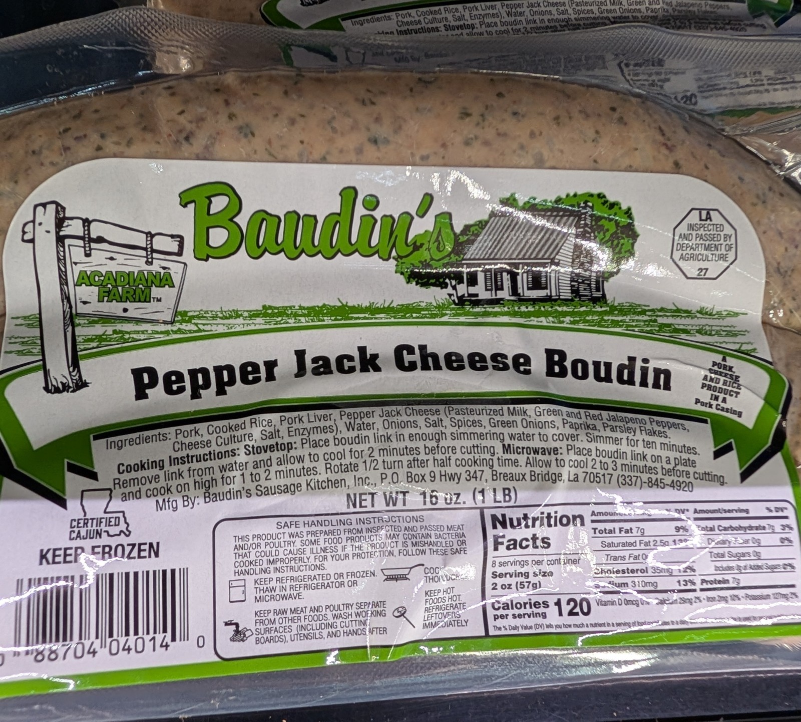 Baudin’s Pepper Jack Cheese Boudin 16 Oz (4 Pack)