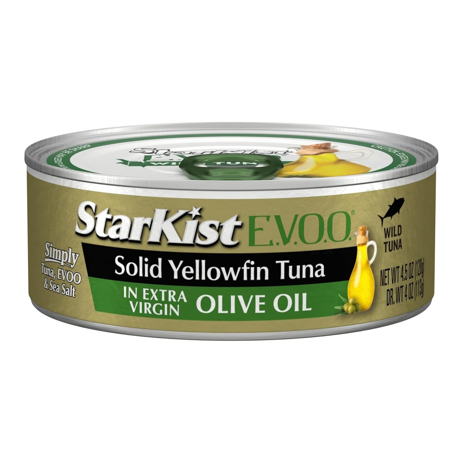 Bulk E.V.O.O. Yellowfin Tuna – 4.5 oz Cans, Dolphin Safe, Gluten Free – 12 Pack