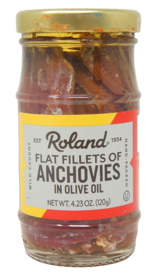 Roland Flat Anchovy Fillets in Olive Oil 4.25 Oz Premium Gourmet Seafood